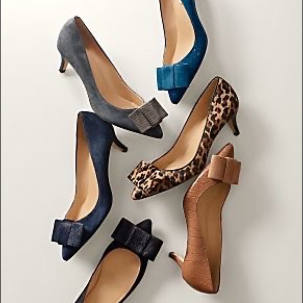 Talbots Dhalia Croco Embossed Leather kitten heels!